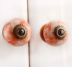 Orange Ceramic Round Drawer Knob