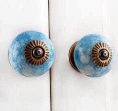 Turquoise Round Ceramic Drawer Knob