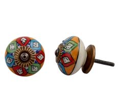 Mixed Floral Round Drawer Knob