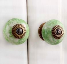 Pea Green Round Ceramic Knob