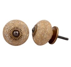 Mustard Round Ceramic Knob