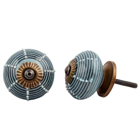 Blue And Black Striped Cabinet Knob