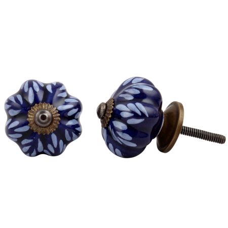 Blue Leaf Medium Cabinet Knob