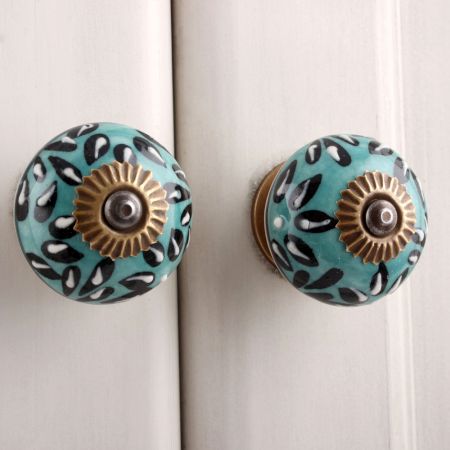 Green Floral Cabinet Knob