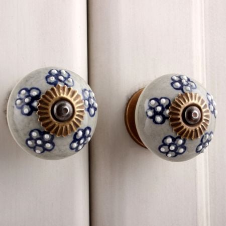 Grey Flower Cabinet Knob