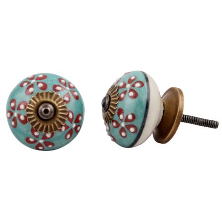 Turquoise Tiny Flower Cabinet Knob