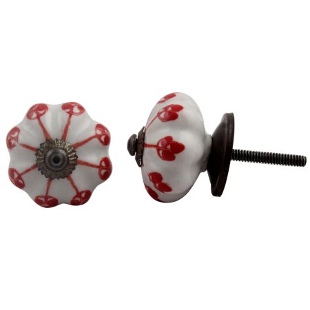 Red Flower Medium Knob
