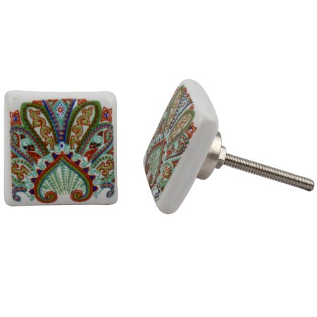 Green Floral Printing Knob