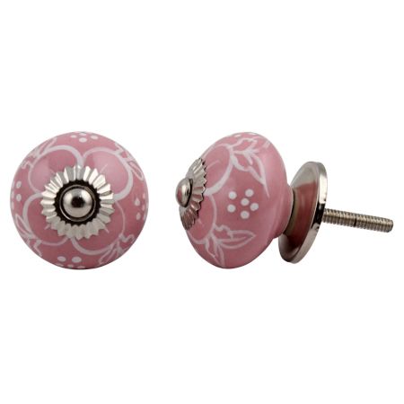 Pink Floral Dresser Knob