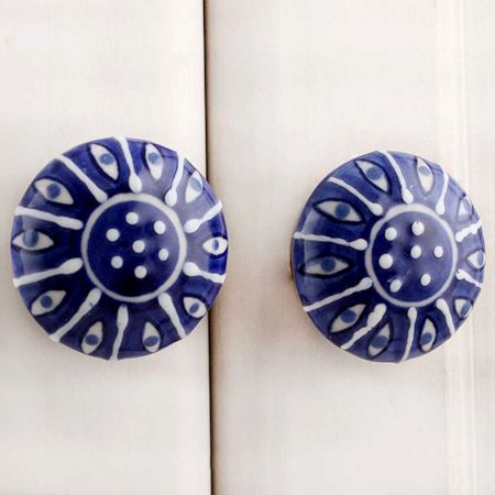 Zinnia Navy Blue Flat Knob