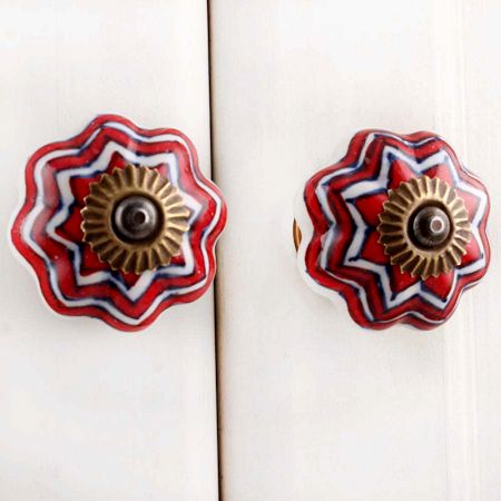 Red Flower Melon Drawer Knob