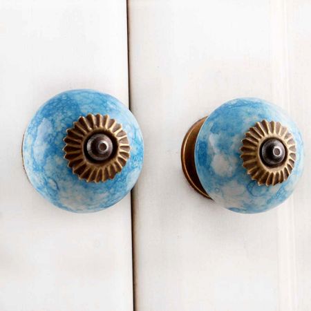 Turquoise Round Ceramic Drawer Knob