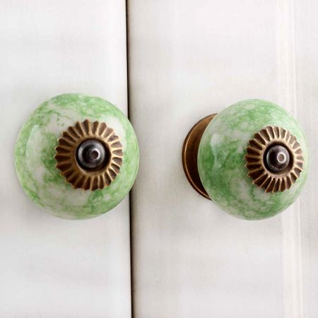 Pea Green Round Ceramic Knob