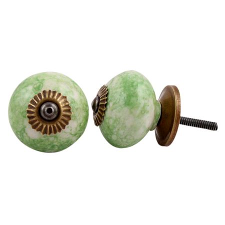 Pea Green Round Ceramic Knob