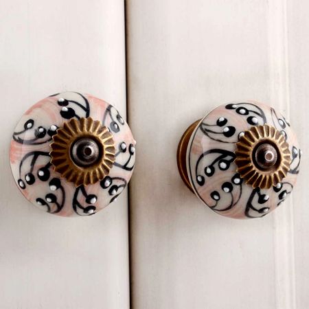 Pink Floral Ceramic Knob