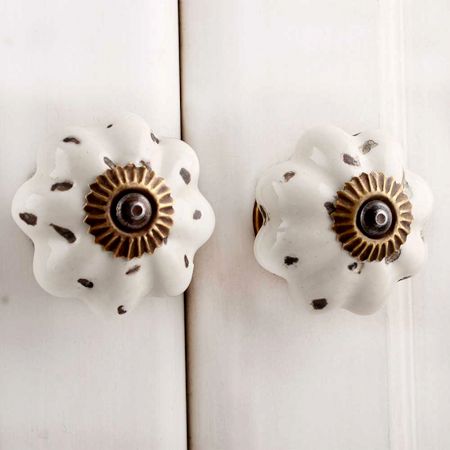 Cream Etched Melon Knob