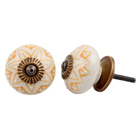 Mustard Floral Ceramic Knob