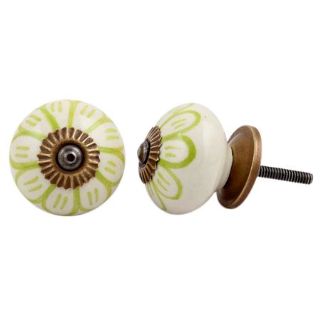 Lime Chrysanthemum Flower Knob