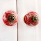Red Marble Round Drawer Knob