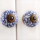 Navy Blue Floral Drawer Knob