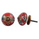 Red Leaf Floral Ceramic Knob