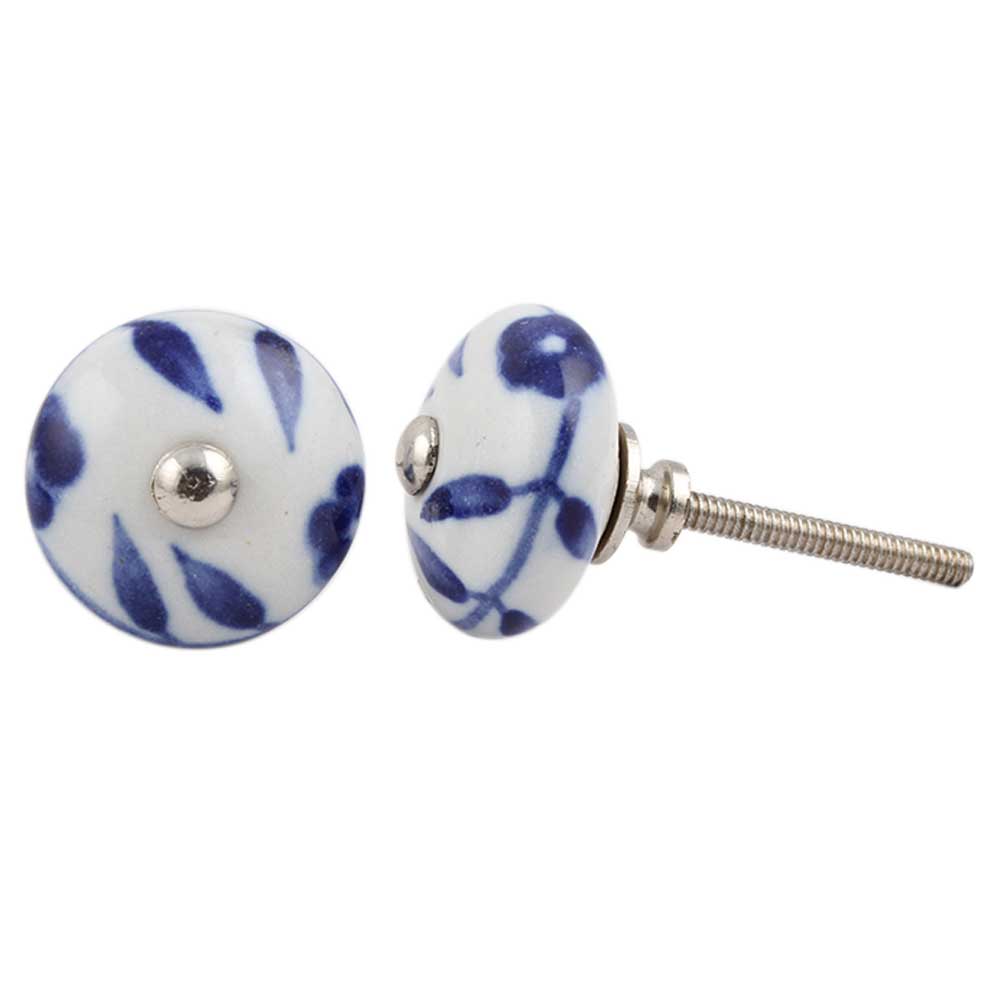 Blue Floral Medium Knob