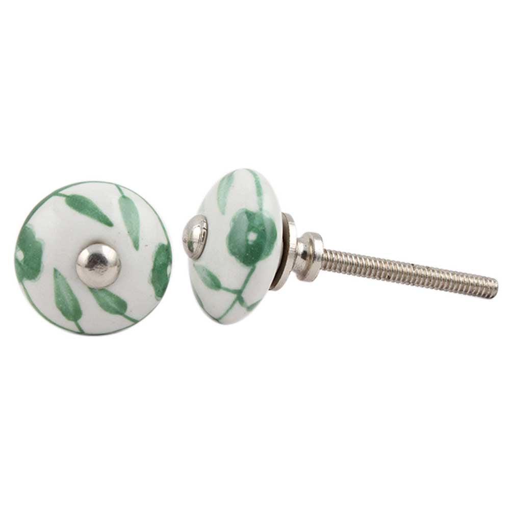 Green Floral Small Knob
