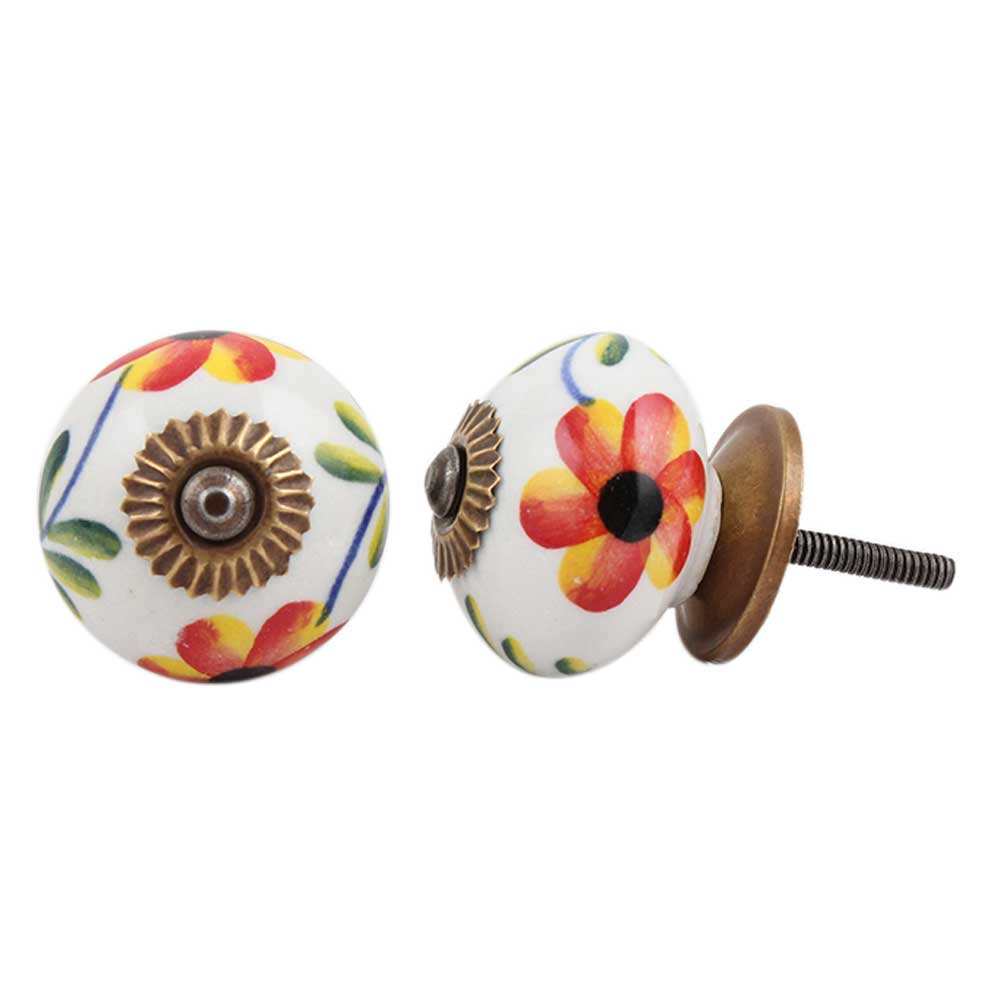 Daffodil Flower Ceramic Drawer Knob