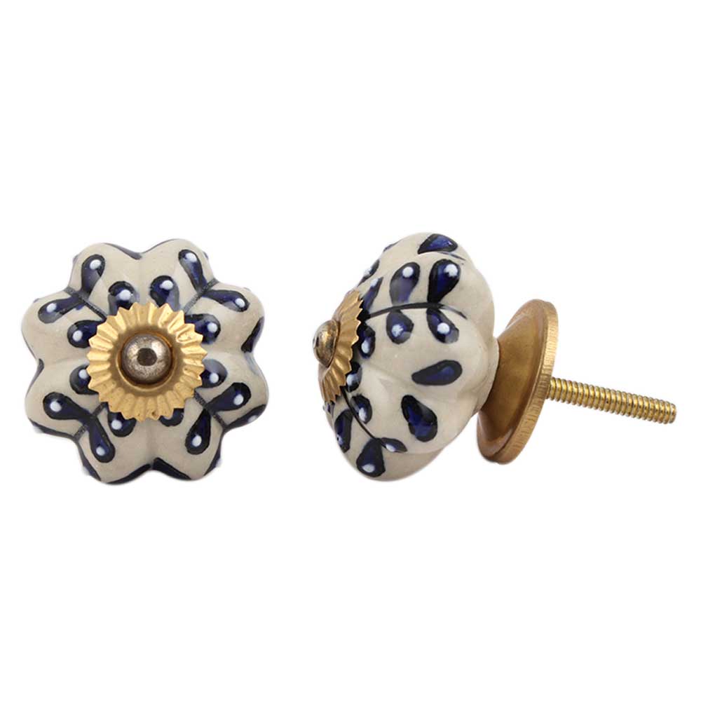 Blue Flower Drawer Knob