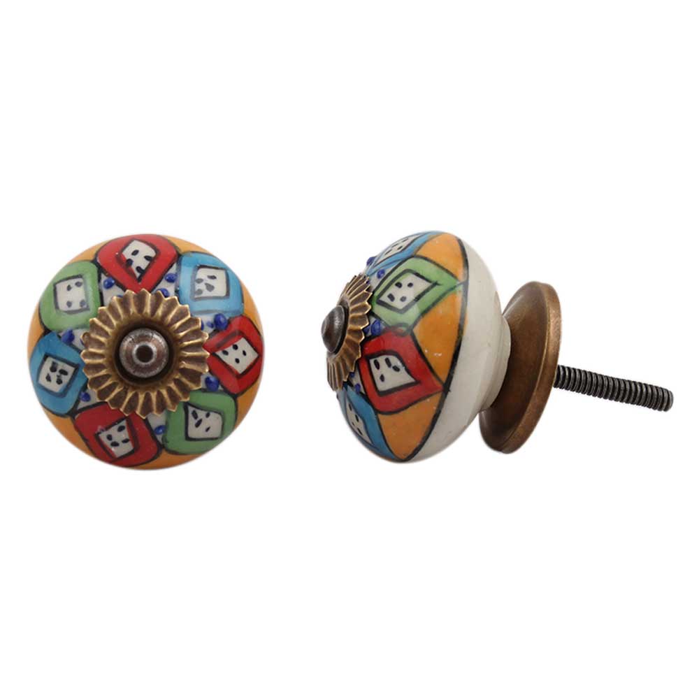 Mixed Floral Round Drawer Knob