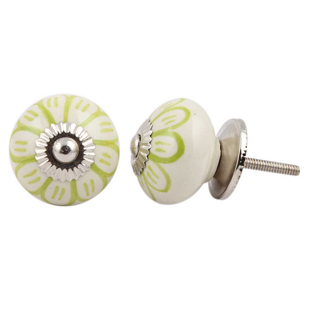 Lime Chrysanthemum Flower Knob