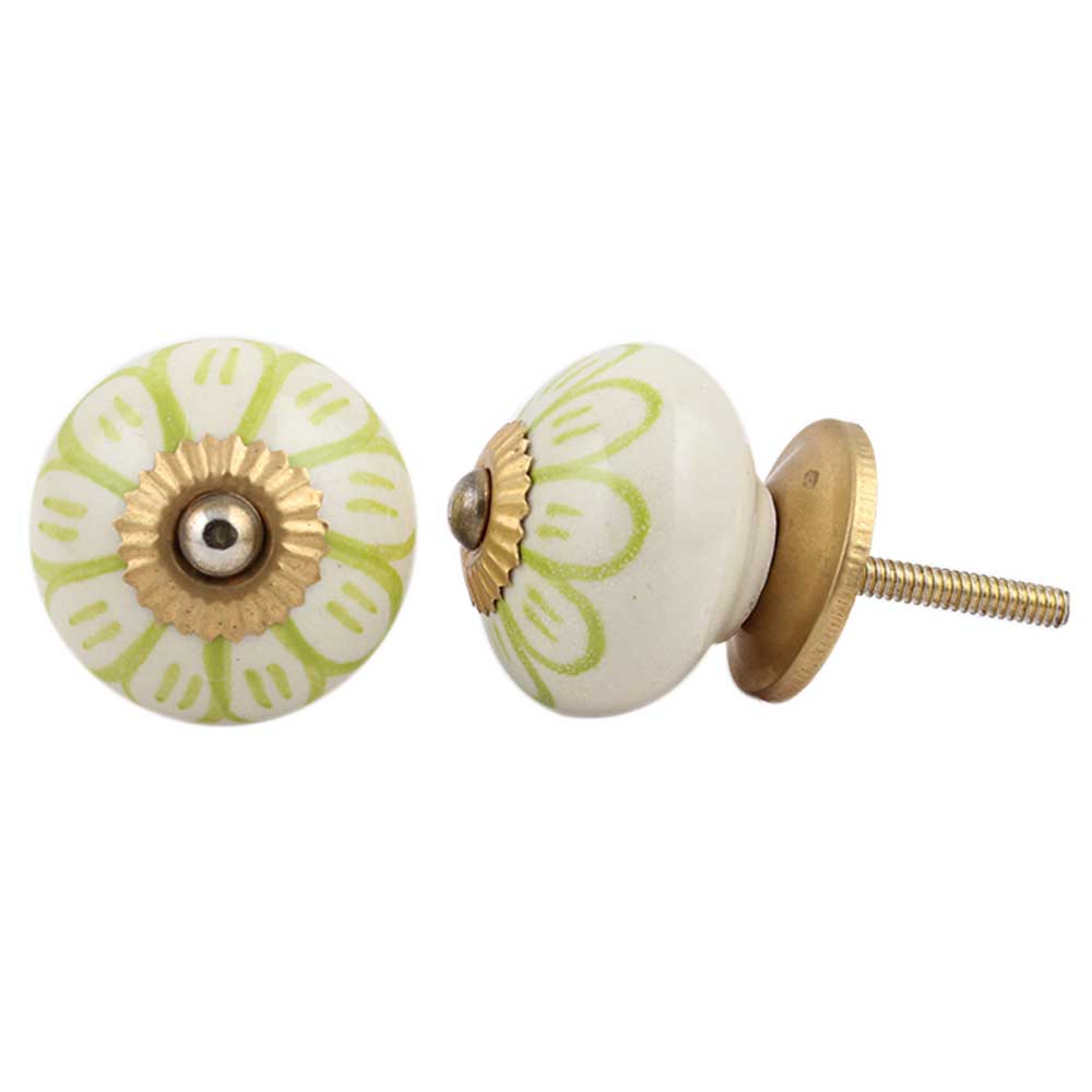 Lime Chrysanthemum Flower Knob