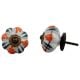 White Orange Floral Black Knob