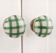 Green Checked Flat Knob