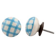Turquoise Checked Knob