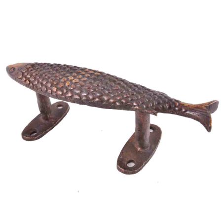 Inlay Carved Fish Shaped Brass Door Handle