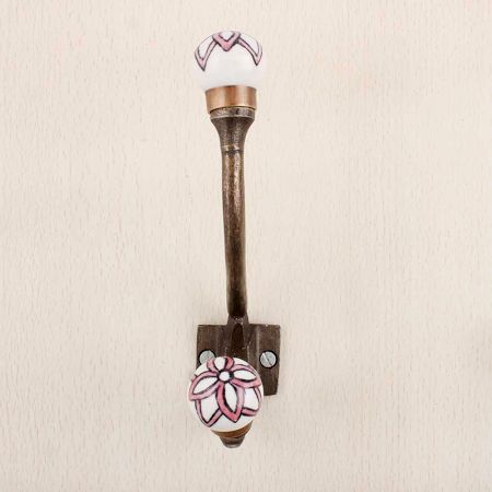 Pink Black Floral Iron Hooks-EHG-74