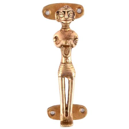 Carved Tribal Figurine Golden Door Handle
