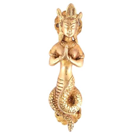 Serpent Naga God Praying Door Handle In  Golden Finish