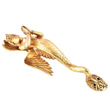Golden Brass Praying Nagini Goddess Door Handle