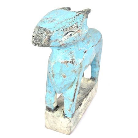 Blue Coloured Hand Made Wooden Cow