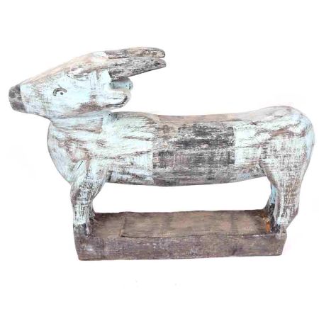 Hand Painted Wooden Cow with Rustic Features