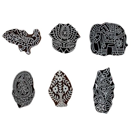 Set of 6 Piece New Mix Wooden Printing Block