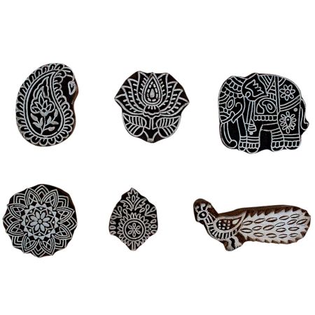 Set of 6 Piece New Mix Wooden Printing Block