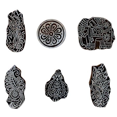 Set of 6 Piece New Mix Wooden Printing Block