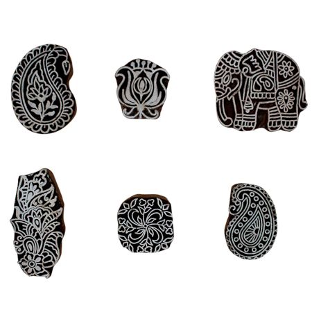 Set of 6 Piece New Mix Wooden Printing Block