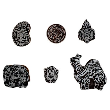 Set of 6 Piece New Mix Wooden Printing Block