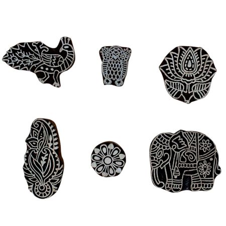 Set of 6 Piece New Mix Wooden Printing Block