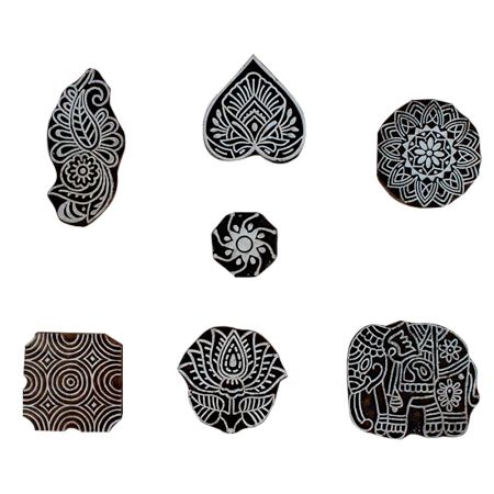 Set of 7 Piece New Mix Wooden Printing Block