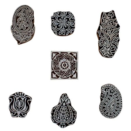 Set of 7 Piece New Mix Wooden Printing Block